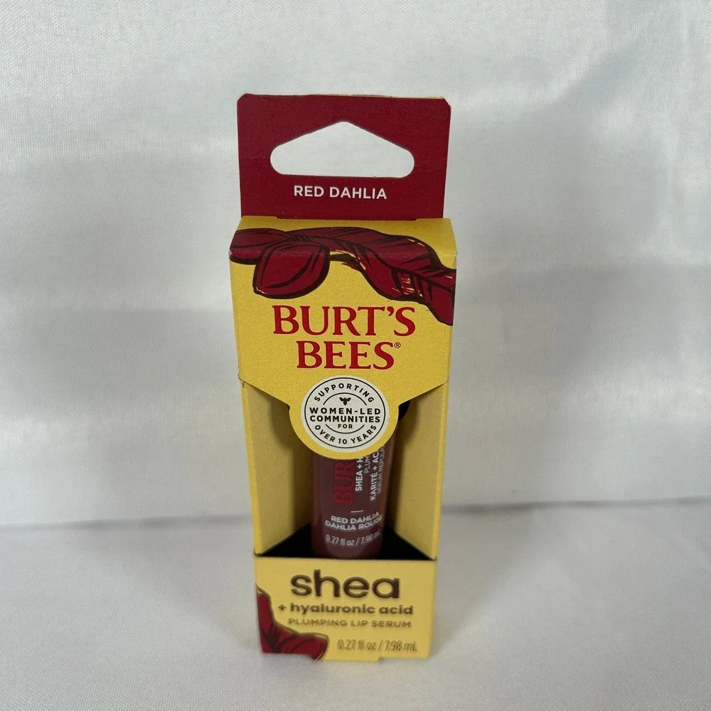 Burt's Bees Shea + Hyaluronic Acid Plumping Lip Serum Rose Red Dahlia 4 Pack